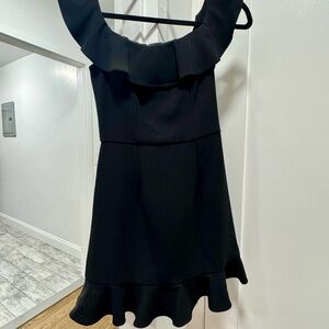 French Connection Black Ruffle Mini Dress
